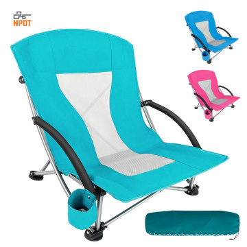 NPOT Rigid arms Low Sling Beach Chair with cup holder